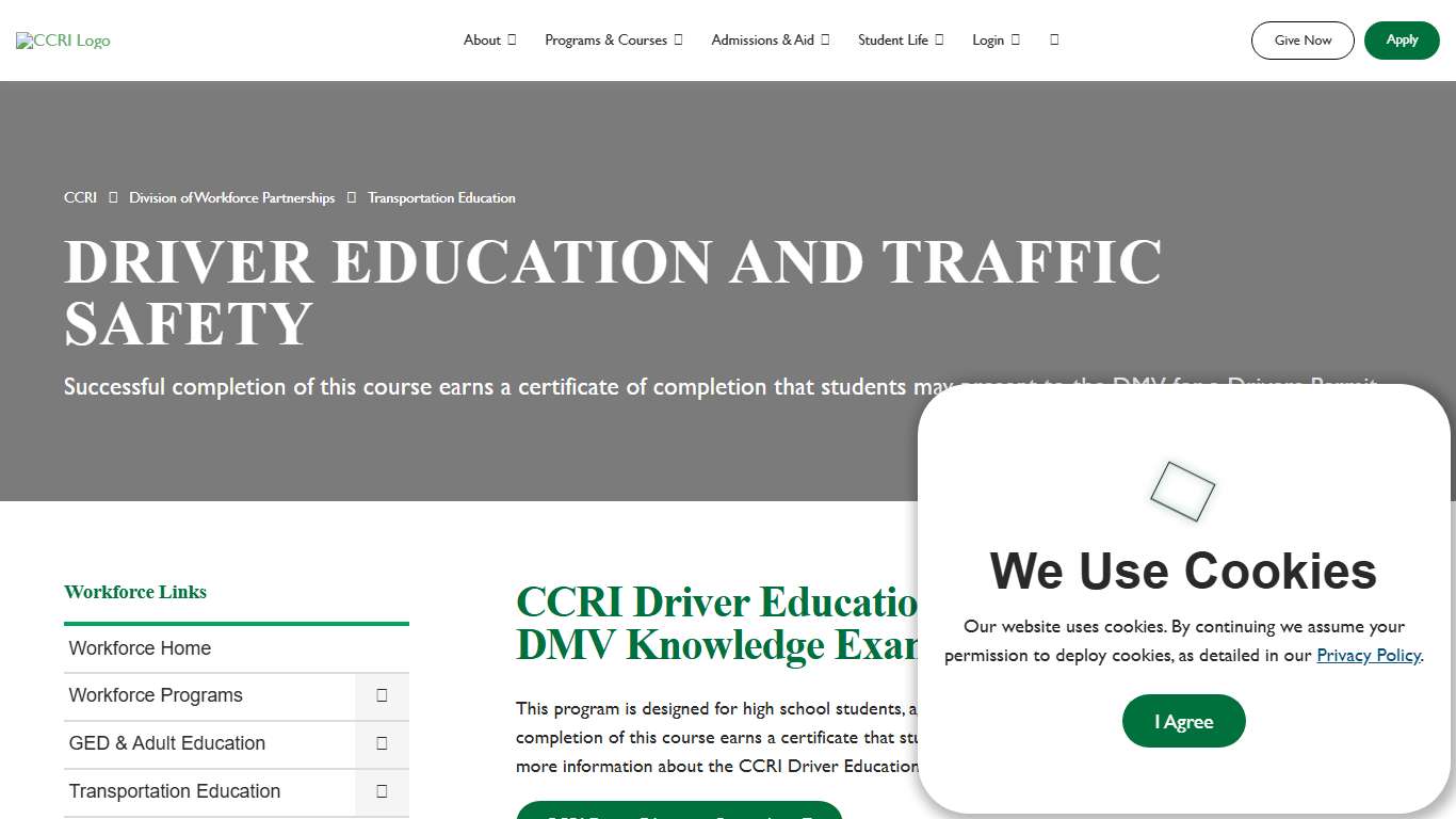 Driver Education and Traffic Safety – CCRI